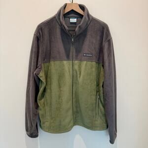 Columbia Full Zip Fleece Jacket Men's XL Grey Green